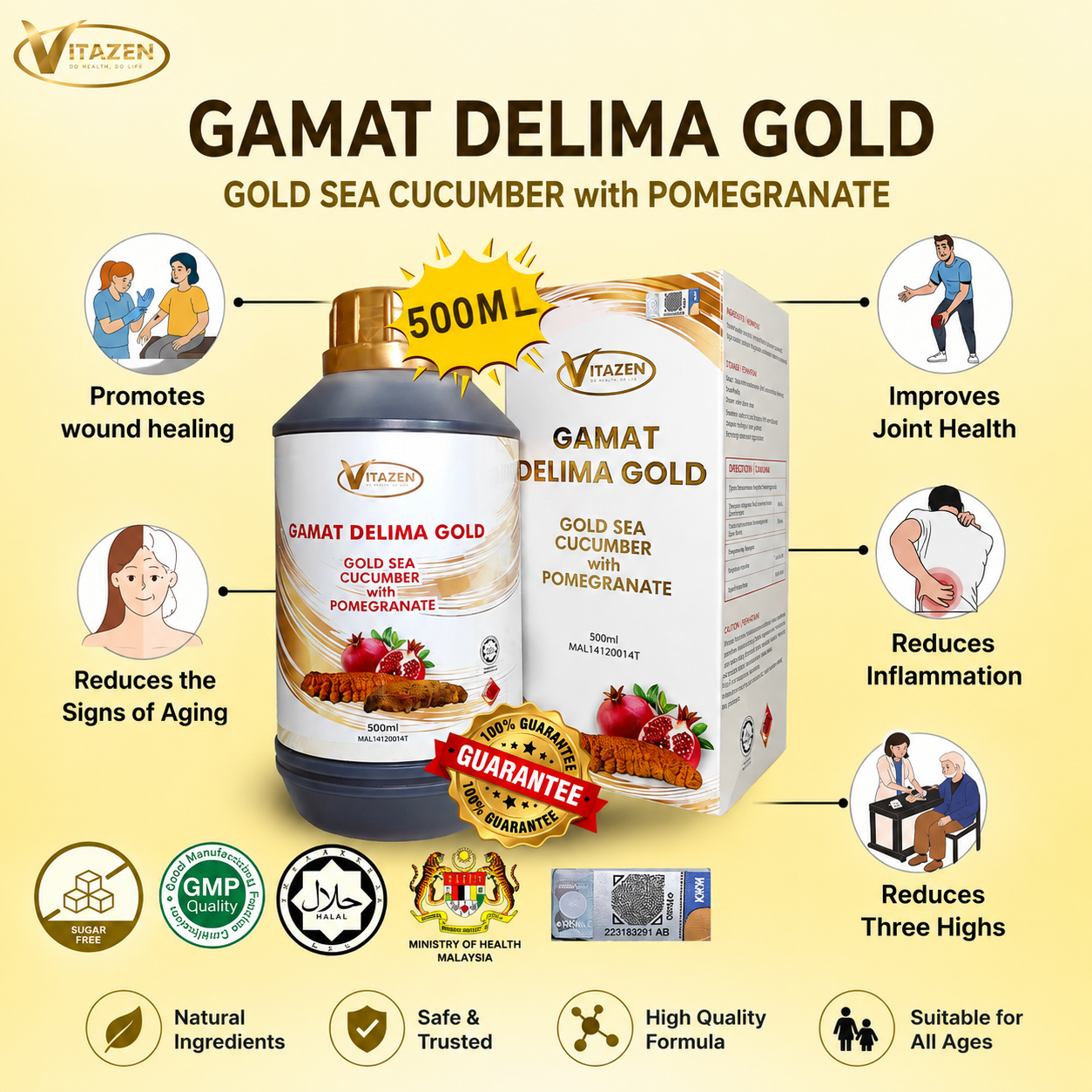 GOLD SEA CUCUMBER POMEGRANATE ESSENCE (500ml) - Image 2